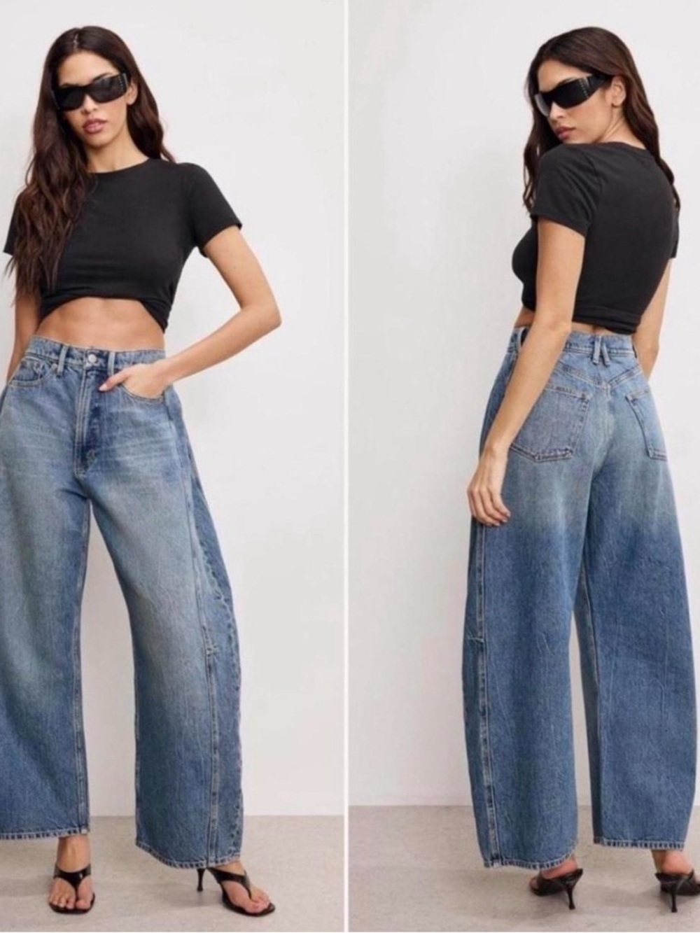 Good American Extreme Barrel Wide Leg High-Rise Women’s Jeans - Blue